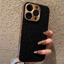 Shockproof Rhinestone Glitter 1 Frosted Feel Electroplated Frame Veneer Rhinestone Mobile Phone Case Waterproof Anti-Fall Scratch Resistant Birthday Gift - Black - View 4