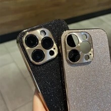 Shockproof Rhinestone Glitter 1 Frosted Feel Electroplated Frame Veneer Rhinestone Mobile Phone Case Waterproof Anti-Fall Scratch Resistant Birthday Gift - Black - View 11
