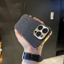 Shockproof Rhinestone Glitter 1 Frosted Feel Electroplated Frame Veneer Rhinestone Mobile Phone Case Waterproof Anti-Fall Scratch Resistant Birthday Gift - Black - View 7