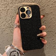 Shockproof Rhinestone Glitter 1 Frosted Feel Electroplated Frame Veneer Rhinestone Mobile Phone Case Waterproof Anti-Fall Scratch Resistant Birthday Gift - Black - View 3