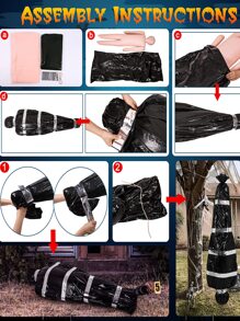 1pc Đồ trang trí Halloween Nạn nhân chết - Xác chết giả đáng sợ trong túi cho các bữa tiệc ngoài trời/trong nhà và trang trí cảnh kinh dị, Cơ thể giả bọc đen, Đồ trang trí phòng ma quái và đạo cụ chụp ảnh Mùa thu, Giáng sinh - Xem 7
