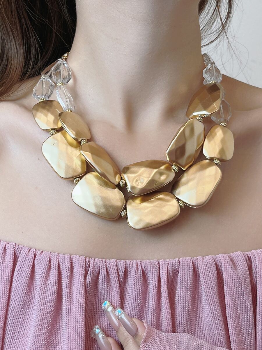 1入組時尚多層彩色串珠項鍊適合女士 - 彩色 - 查看 1