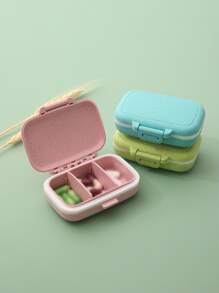 1入組多功能藥物收納盒，帶分隔件，迷你便攜式藥丸存儲容器，3格用於每周用藥，藥丸分發 - 藍色 - 查看 4