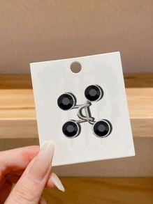 1入女士胸針套裝，束腰胸針，無釘合金雛菊褲針，牛仔褲，可調腰束腰胸針，服飾飾品（未附卡片） - 黑色 - 查看 4