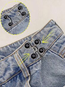 1入女士胸針套裝，束腰胸針，無釘合金雛菊褲針，牛仔褲，可調腰束腰胸針，服飾飾品（未附卡片） - 黑色 - 查看 3