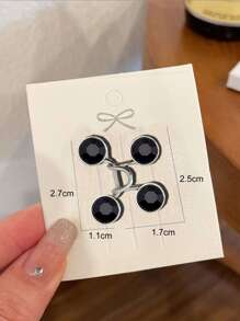 1入女士胸針套裝，束腰胸針，無釘合金雛菊褲針，牛仔褲，可調腰束腰胸針，服飾飾品（未附卡片） - 黑色 - 查看 5