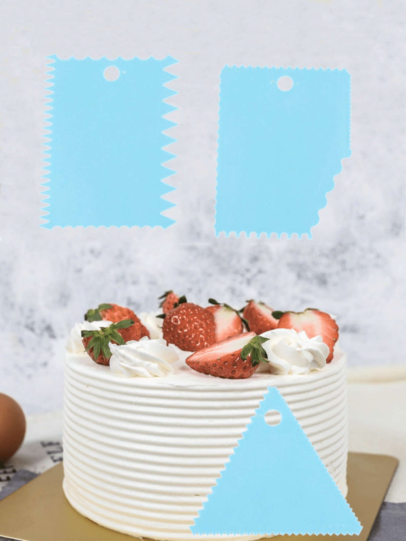 3pcs/set Plastic Cake Cream Scraper, Triangle Serrated Scraper, Cake
