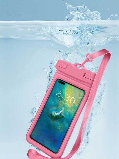 Linen Pattern Airbag Anti-Drop Waterproof Phone Bag, Swimming Hanging Sealed Phone Case, Transparent Diving Outdoor Rafting Swimming Touchscreen Protector For Mobile Phone Up To 7.5 Inches, Beach Essentials, Beach Accessories, Pool Float