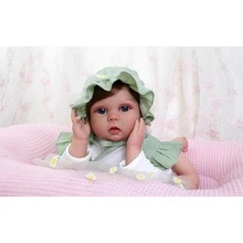 22" Silicone Reborn Baby Dolls,Sweet Girl Realistic Doll Soft Vinyl Body with Giraffe Toy and Bottles,Newborn Babies Dolls Gift for Kids Age 3+ - 粉色 - 查看 7