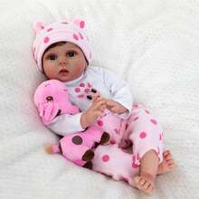 22" Silicone Reborn Baby Dolls,Sweet Girl Realistic Doll Soft Vinyl Body with Giraffe Toy and Bottles,Newborn Babies Dolls Gift for Kids Age 3+ - 粉色 - 查看 5