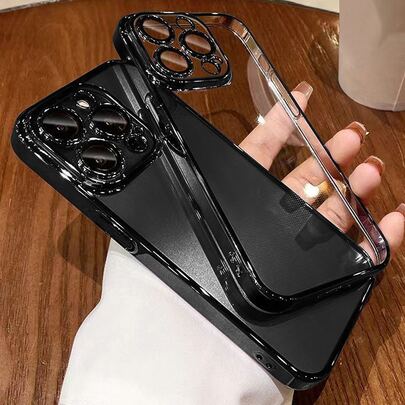 Ốp lưng điện thoại cơ bản cho iPhone 16 Ốp lưng điện thoại trong suốt có khung tương phản tương thích với Apple iPhone 15/15Pro