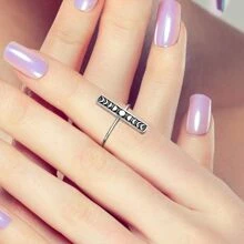 1 Miếng Duy nhất Retro S925 Bạc nguyên chất Trăng lưỡi liềm Ngôi sao Nhẫn , Cô gái Goth hiện đại Lady Quà tặng hẹn hò - Bạc - Xem 4