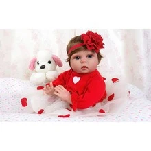 22" Silicone Reborn Baby Dolls,Sweet Girl Realistic Doll Soft Vinyl Body with Giraffe Toy and Bottles,Newborn Babies Dolls Gift for Kids Age 3+ - 粉色 - 查看 8