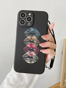 Lip Pattern Phone Case With Lanyard,International Version, Not The Domestic Version - Multicolor - View 3