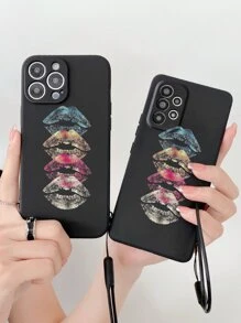 Lip Pattern Phone Case With Lanyard,International Version, Not The Domestic Version - Multicolor - View 4