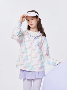 Balabala 青少年女孩字母圖案紮染輕便連帽外套合適的適合春天和秋天