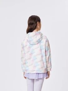 Balabala 青少年女孩字母圖案紮染輕便連帽外套合適的適合春天和秋天