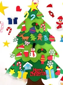 A Set Green DIY Felt Christmas Tree Merry Christmas Decorations For Home Christmas Ornament Xmas Gifts Santa Claus New Year Tree Without Christmas Lights,Christmas