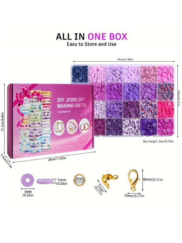 132 Colors Polymer Clay Beads Bracelet Making Kit Preppy Friendship Bracelets Jewelry Making Kit