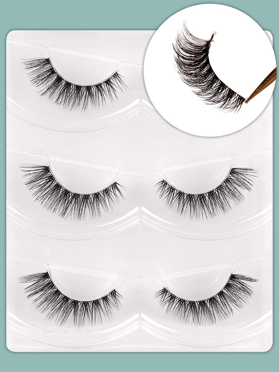 Himirell 3 Pairs/Package 5-15mm Lengthening False Eyelashes, Suitable For Daily Wear And Dating - Black - View 1