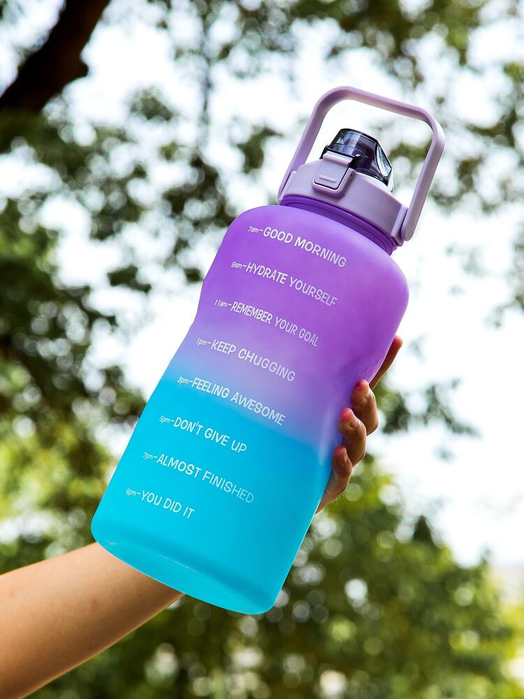 1pc Large 1 Gallon/128oz Motivational Water Bottle With Time Marker & Straw,Ensure You Drink Enough Water Daily For Fitness,Gym And Outdoor Sports - Purple - View 5