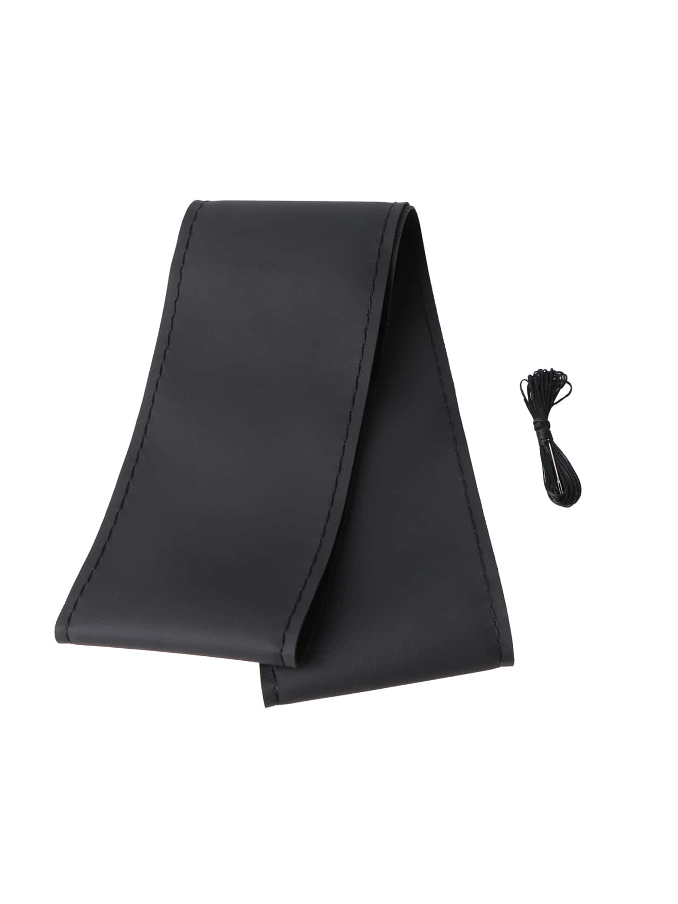 全車通用38cm汽車方向盤套,耐用的diy手縫方向盤包裝,配針和線 - 黑色 - 查看 1