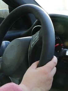 全車通用38cm汽車方向盤套,耐用的diy手縫方向盤包裝,配針和線 - 黑色 - 查看 4