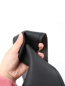 全車通用38cm汽車方向盤套,耐用的diy手縫方向盤包裝,配針和線 - 黑色 - 查看 3