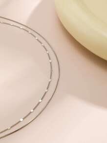 Ladies 2Pcs Gorgeous Fashion Shiny Rhinestone Inlaid Sexy Navel Ring Waist Chain Casual Vacation Best Friends Body Jewelry Set Gift Belly Chain - Silver - View 5