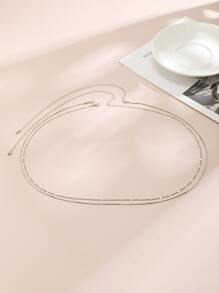 Ladies 2Pcs Gorgeous Fashion Shiny Rhinestone Inlaid Sexy Navel Ring Waist Chain Casual Vacation Best Friends Body Jewelry Set Gift Belly Chain - Silver - View 3