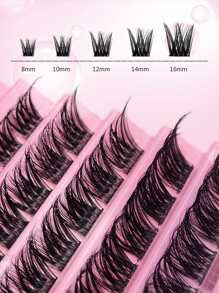 Asiteo 90pcs Cartoon Style Thick Eyelash Extensions, DIY Eyelash Cluster, Individual Eyelash Extensions For Home Use - Black - View 2