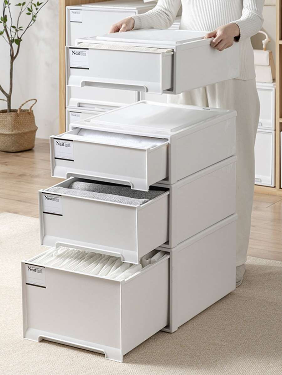 1pc Clothes Storage Box - White - View 1