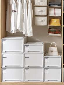 1pc Clothes Storage Box - White - View 2