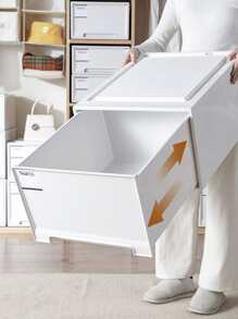 1pc Clothes Storage Box - White - View 3