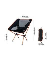 1入組可折疊野營椅子,鋁合金釣魚椅,便攜&透氣設計帶便利收納袋,月亮椅子適用於戶外露營,垂釣,海灘&燒烤,橘色 - 橘色 - 查看 2