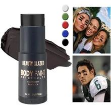beauty glazed Face Body Paint Stick, High Pigmented Oil Based Face Makeup Body Paint Stick For Halloween Costume Cosplay Parties SFX Makeup Special Effects - 黑色 - 查看 1