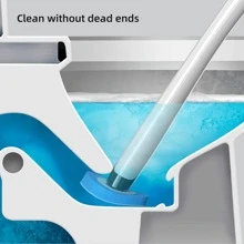 1 Set Disposable Toilet Brush With 10 Replacement Brush Heads - White - View 3