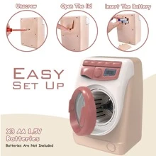 Washing Machine Laundry Set for Kids,Pretend Toy Play Washer and Dryer Set Laundry Playset Machine for Kids,Toy Toddler Mini Washing Machine Little Washer - Black - View 5