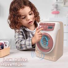 Washing Machine Laundry Set for Kids,Pretend Toy Play Washer and Dryer Set Laundry Playset Machine for Kids,Toy Toddler Mini Washing Machine Little Washer - Black - View 7