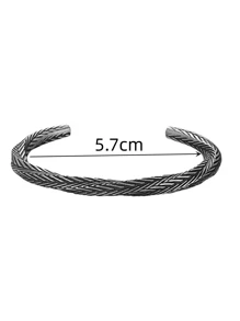 1pc Vintage Open Bangle for Men Delicate Silver Color Cuff Bracelet Fashion Casual Party Jewelry - Silver - View 5