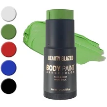 beauty glazed Face Body Paint Stick, High Pigmented Oil Based Face Makeup Body Paint Stick For Halloween Costume Cosplay Parties SFX Makeup Special Effects - màu xanh lá - Xem 1