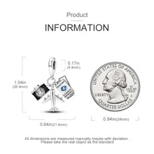 1入立體方形氧化鋯旅行情境配飾,黑色相機護照飛機珠寶製作手鍊項鍊銀色珠飾,適用於女士diy珠寶製作配件禮物 - 銀色 - 查看 5