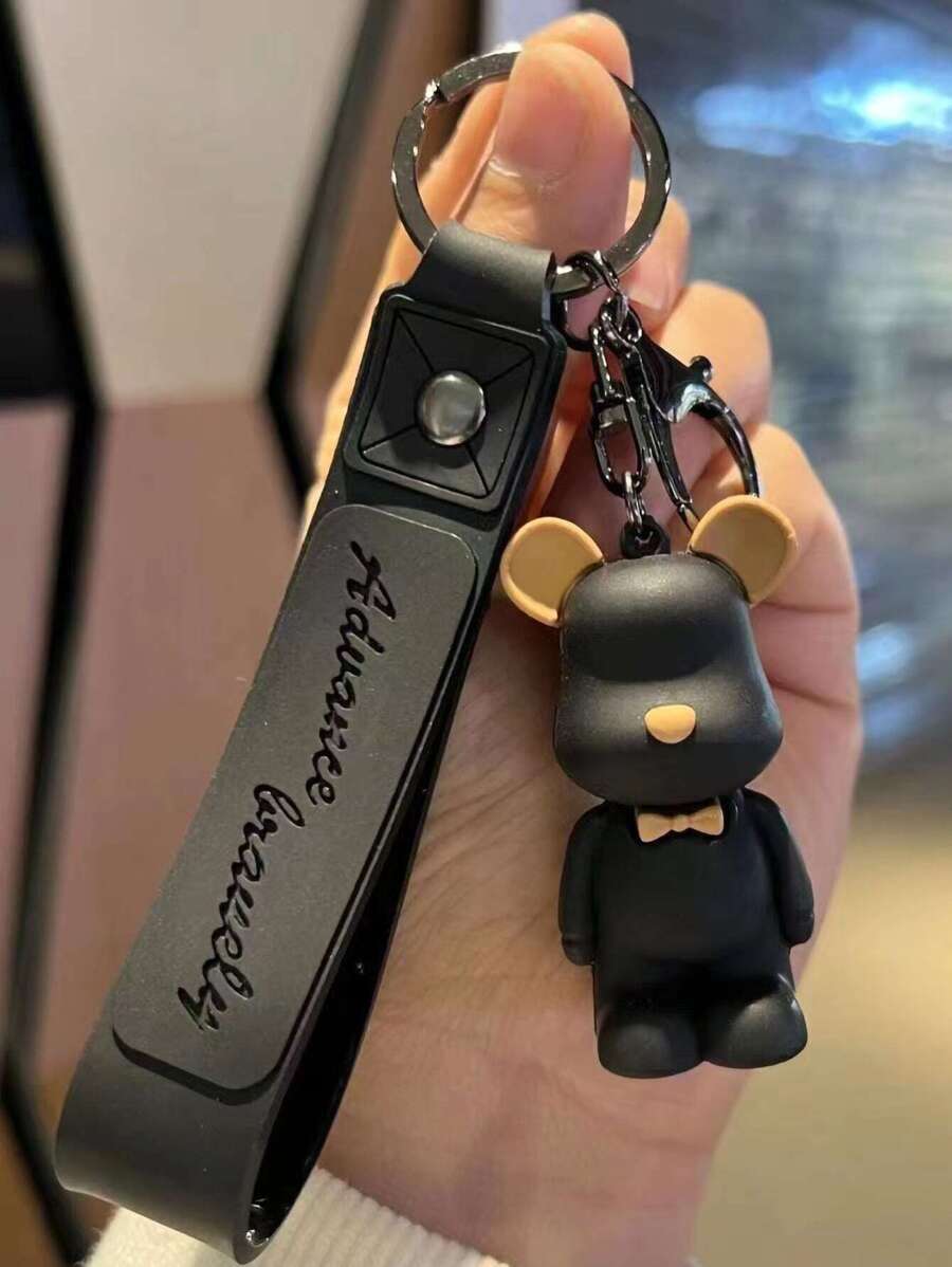 Cartoon Bär Schlüsselanhänger, Schwarzes Auto Zubehör Taschenanhänger Rucksack für Schule, süß Goth Y2k