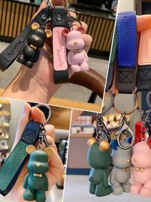 Cartoon Bär Schlüsselanhänger, Schwarzes Auto Zubehör Taschenanhänger Rucksack für Schule, süß Goth Y2k