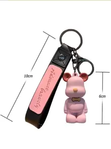 Cartoon Bär Schlüsselanhänger, Schwarzes Auto Zubehör Taschenanhänger Rucksack für Schule, süß Goth Y2k