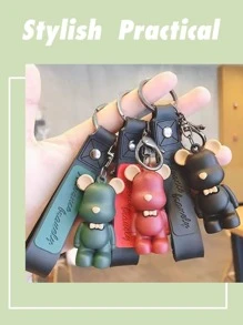 Cartoon Bär Schlüsselanhänger, Schwarzes Auto Zubehör Taschenanhänger Rucksack für Schule, süß Goth Y2k