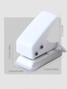 1pc Mini Single Hole Puncher, Student Stationery DIY Punch Machine, Handheld Paper Punch With Drilling Capacity Of A Few Pages - White - View 3