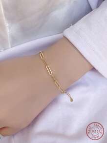 S925純銀手環女性時尚幾何鍍金手鐲首飾類 - 金黃色 - 查看 2