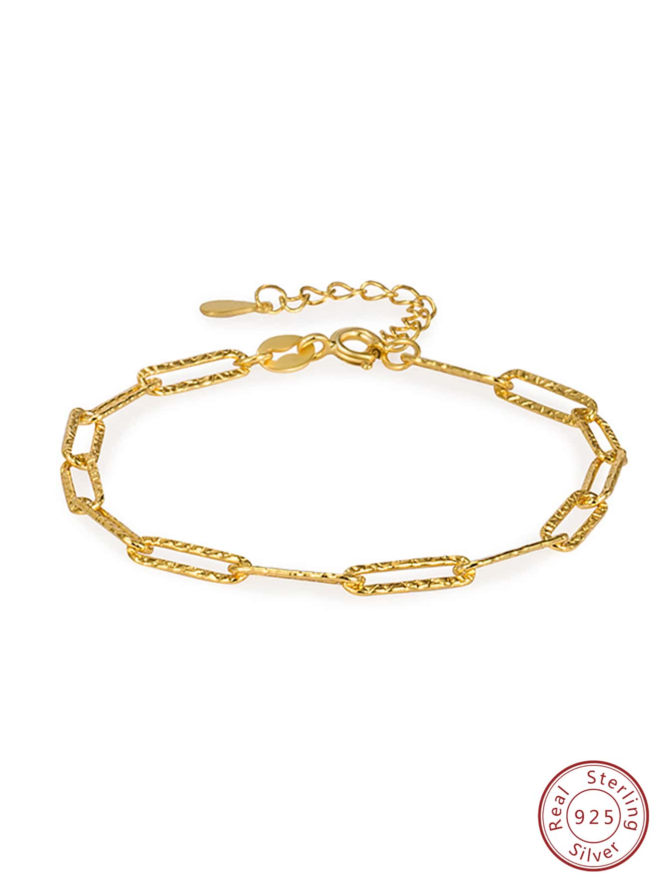 S925純銀手環女性時尚幾何鍍金手鐲首飾類 - 金黃色 - 查看 1