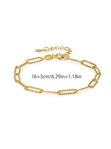 S925純銀手環女性時尚幾何鍍金手鐲首飾類 - 金黃色 - 查看 4